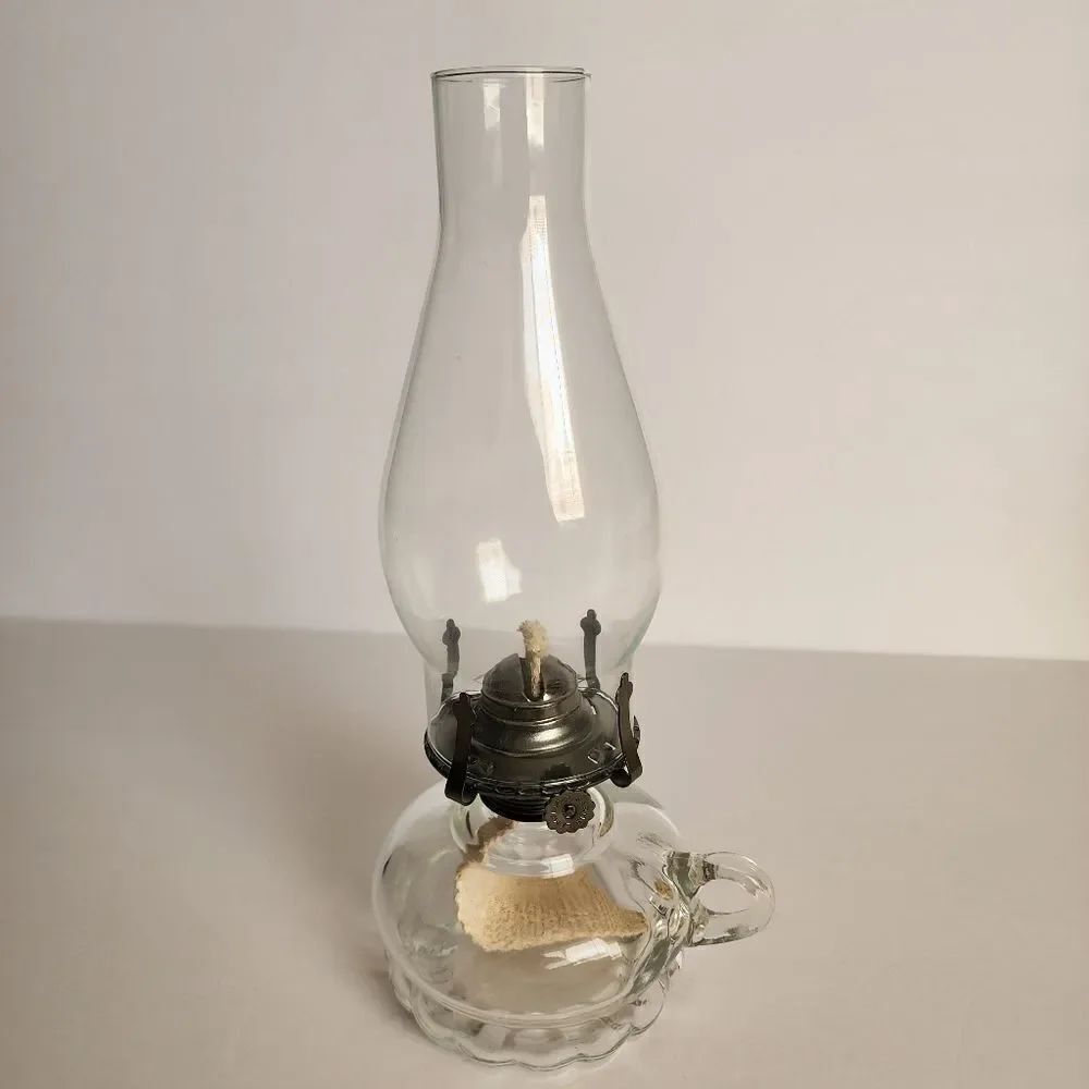Lamplight Farms Oil Lamp Hurricane Lamp Clear Glass with Pewter